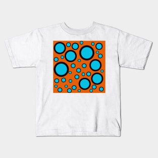 teal black and orange polka dot design pattern Kids T-Shirt